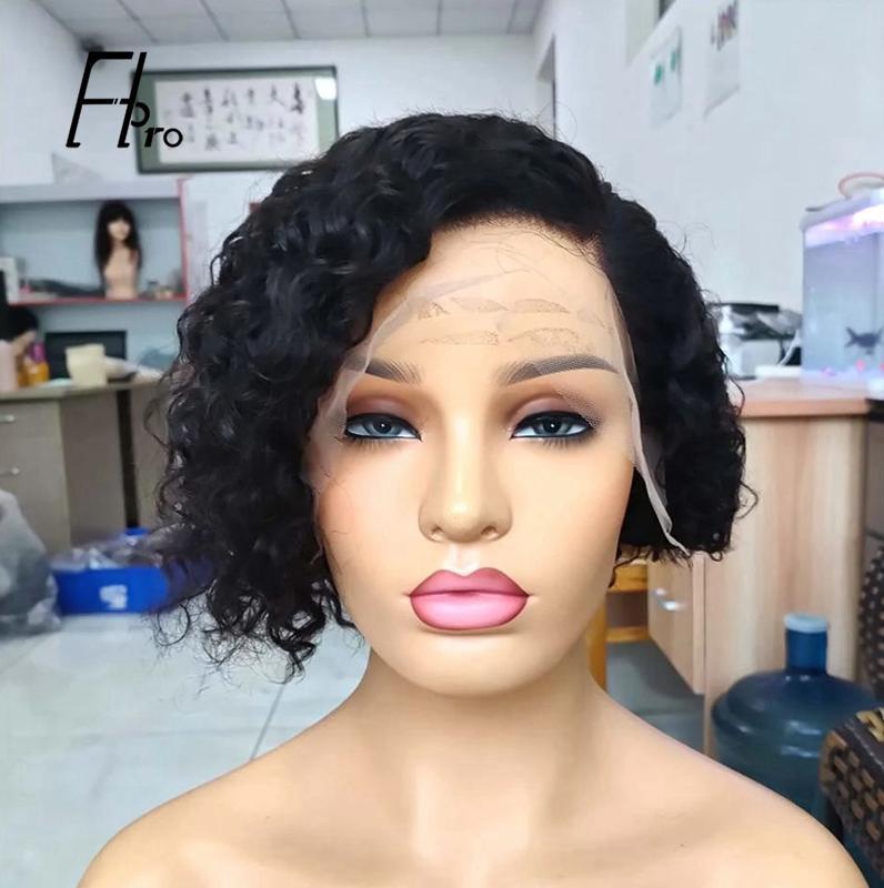 Short Pixie Cut Bob Lace Front Wig Curly Virgin Hair